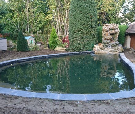 Bassin cascade 20m3 - Nos réalisations sur-mesure - Aquakoi