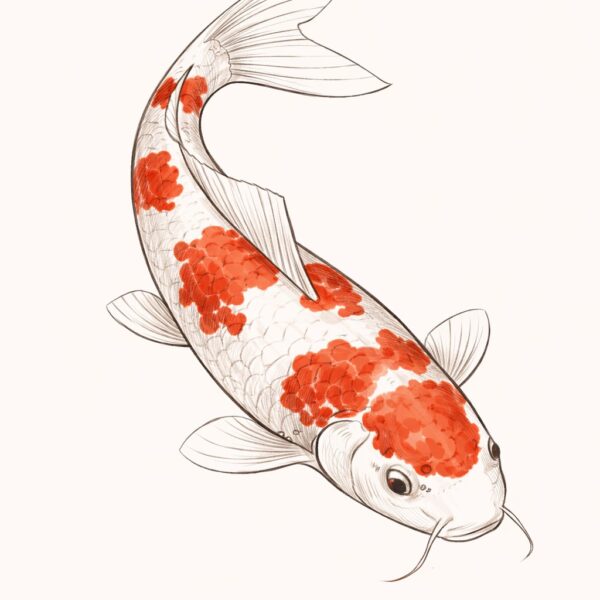 carpe japonaise illustration Kohaku