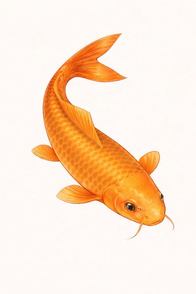 carpe koi Japonaise illustration Orenji ogon