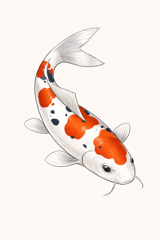 carpe koi japonaise illustration Yamato Nishiki